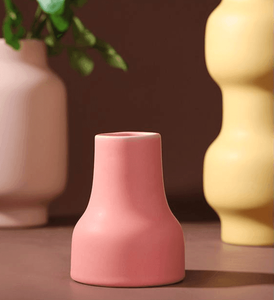 Hand Painted Matte Ceramic Vase in Warm Tones, view 6