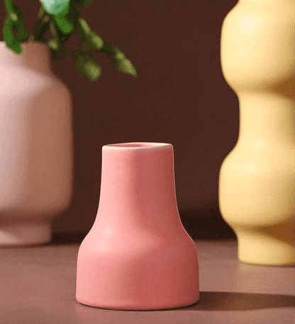 Hand Painted Matte Ceramic Vase in Warm Tones, view 6