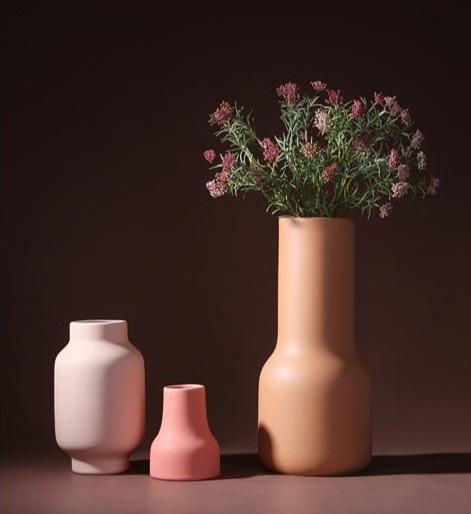 Hand Painted Matte Ceramic Vase in Warm Tones, view 5