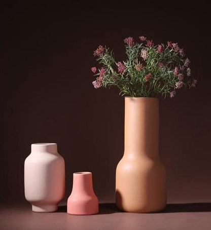 Hand Painted Matte Ceramic Vase in Warm Tones, view 5