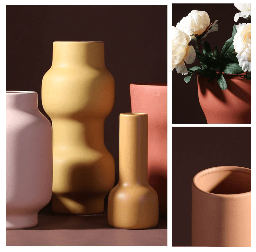 Hand Painted Matte Ceramic Vase in Warm Tones, view 10