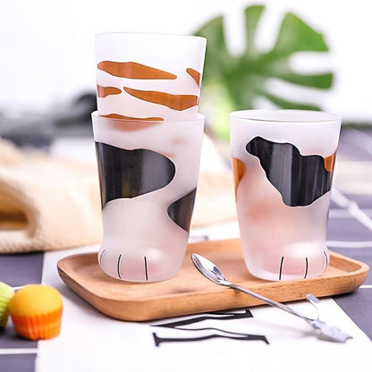 Frosted Glass Cat Paw Cup, 10.6 oz (300 ml)