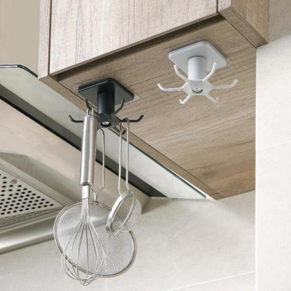 Rotating Under-Cabinet Utensil Rack with 6 Hooks, view 5