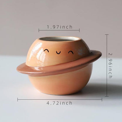 Planet Shaped Mini Ceramic Planter for Succulents, view 6