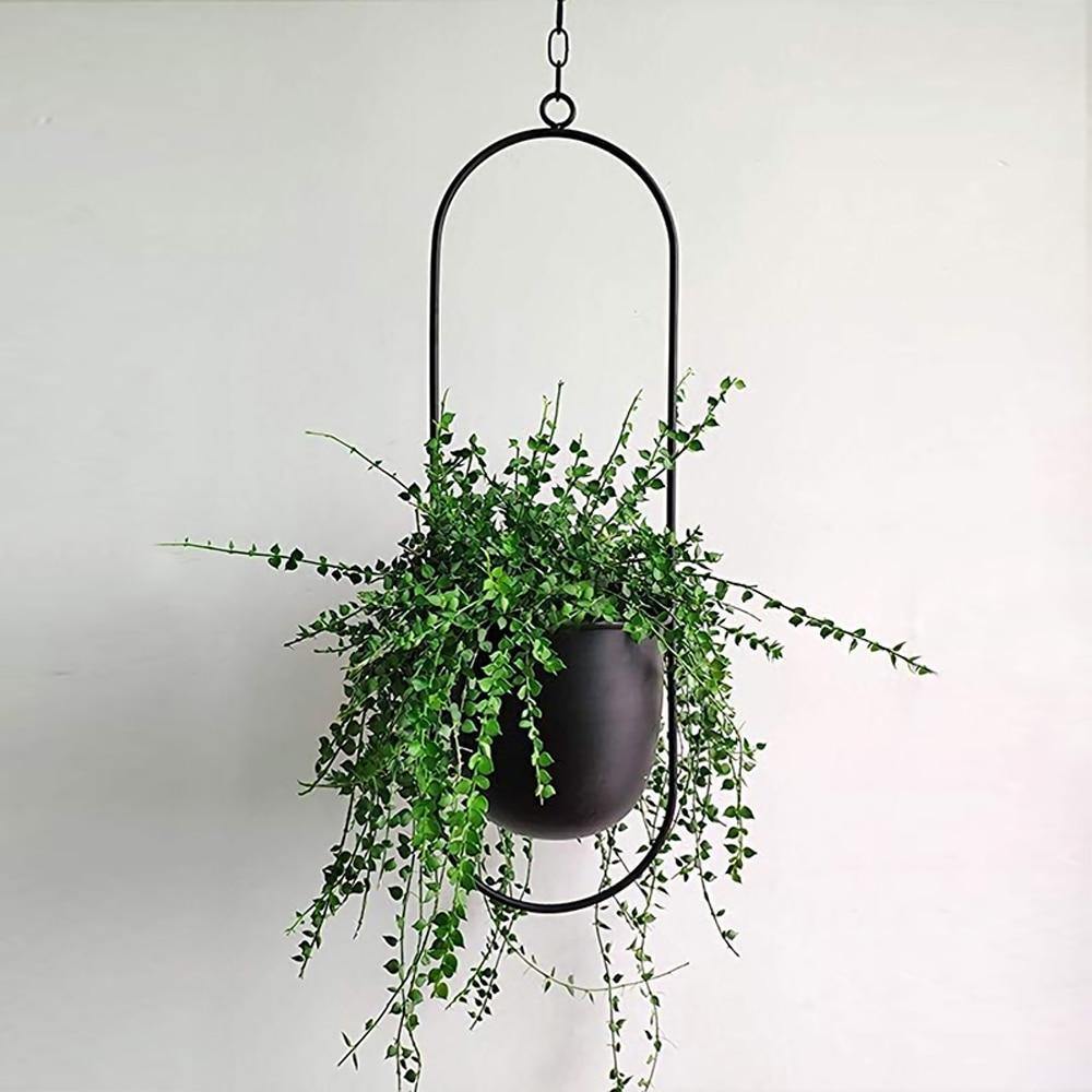 Metal Halo Hanging Planter, Round or Oblong, view 13