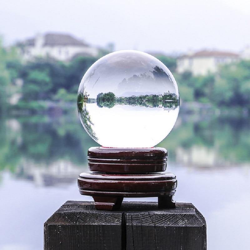 Clear Glass Sphere Crystal Ball with Optional Stand, view 3