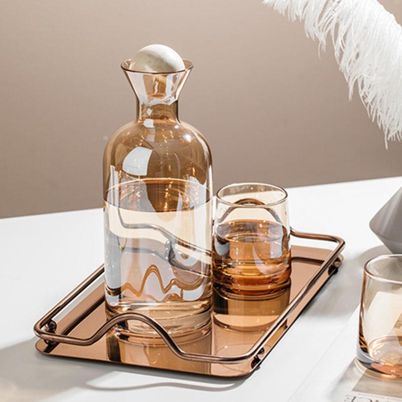 Glass Carafe and Tumbler with Wooden Stopper