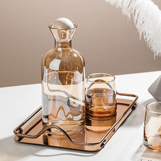 Glass Carafe and Tumbler with Wooden Stopper