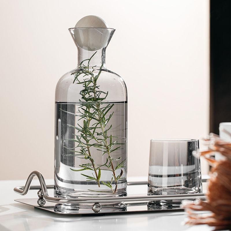 Glass Carafe and Tumbler with Wooden Stopper, view 9