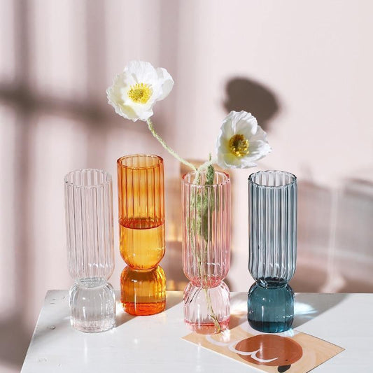 Upside Down Colored Glass Bud Vase in Four Shades