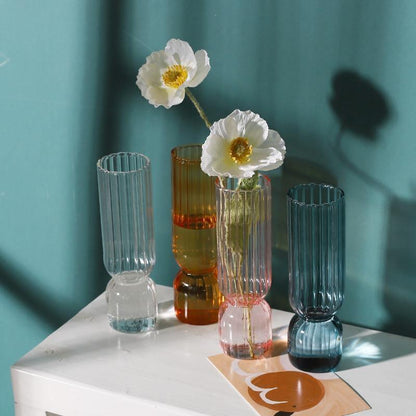 Upside Down Colored Glass Bud Vase in Four Shades, view 7