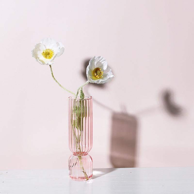 Upside Down Colored Glass Bud Vase in Four Shades, view 2