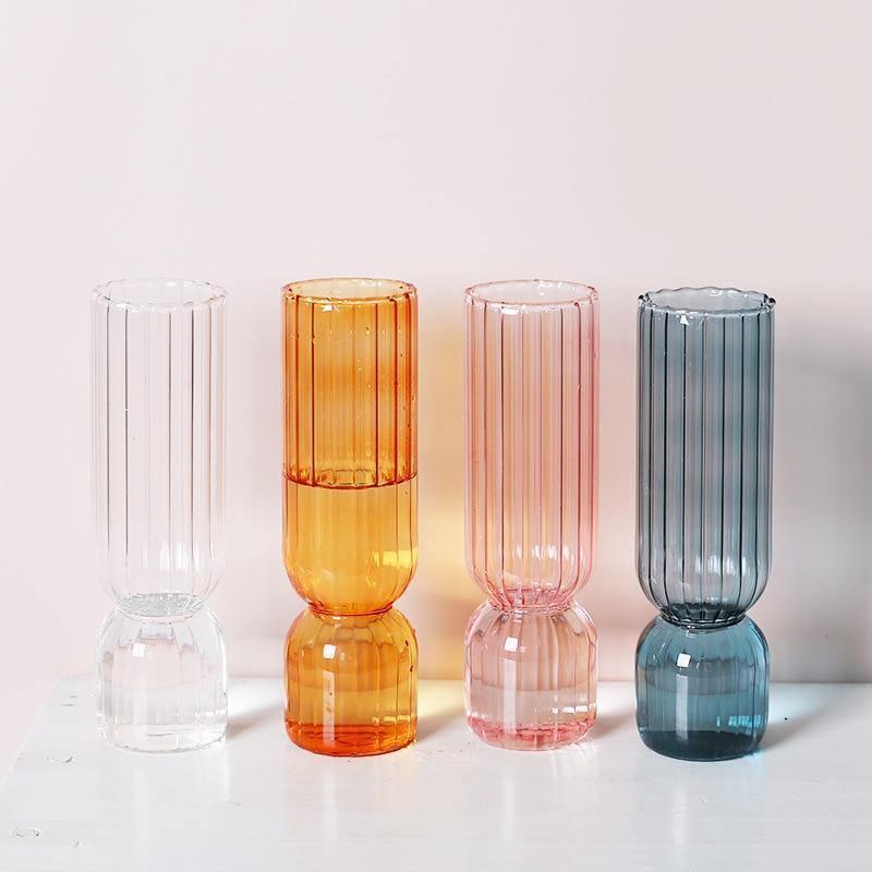 Upside Down Colored Glass Bud Vase in Four Shades, view 5