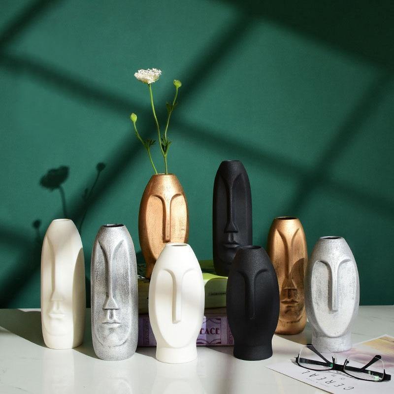 Flat Long Face Ceramic Vase, Rounded or Elongated, view 2