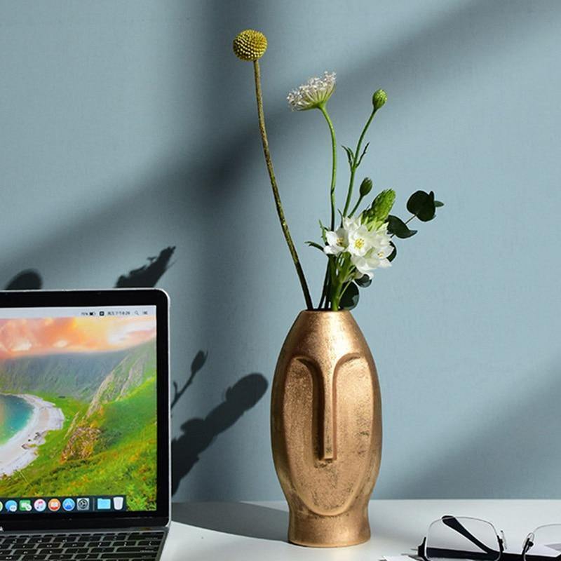 Flat Long Face Ceramic Vase, Rounded or Elongated, view 14
