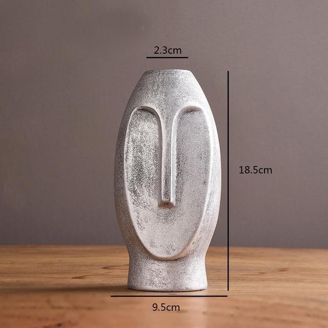 Flat Long Face Ceramic Vase, Rounded or Elongated, view 12