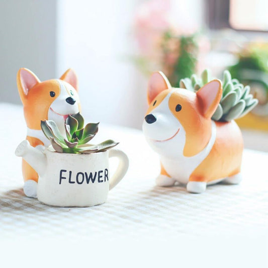 Corgi Resin Succulent Planter, Two Styles