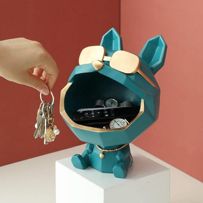 Resin Dog Catchall Dish with Gold Sunglasses