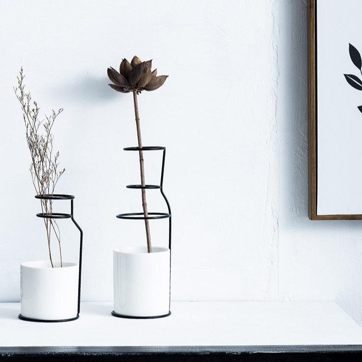 Porcelain Bud Vase on an Iron Stand, Two Sizes, view 4