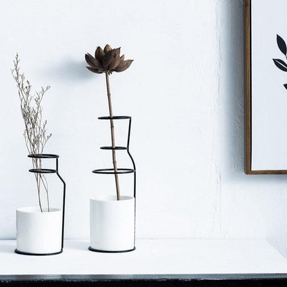Porcelain Bud Vase on an Iron Stand, Two Sizes, view 4