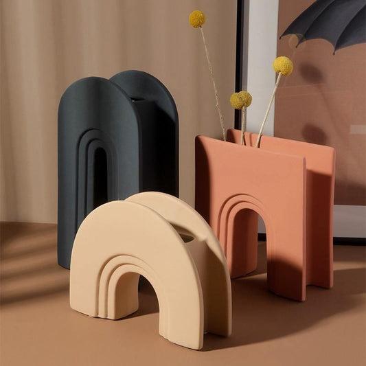 Handmade Ceramic Arch Vase, Three Sizes and Colors