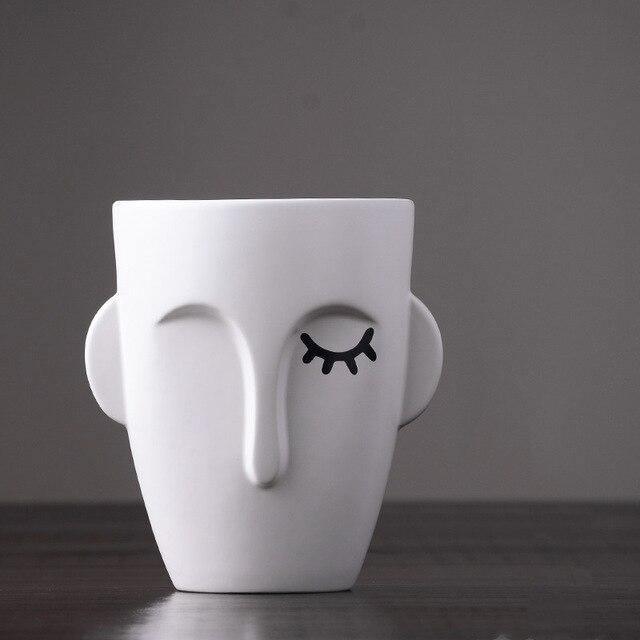 Abstract Face Ceramic Vase, Small or Medium, view 5