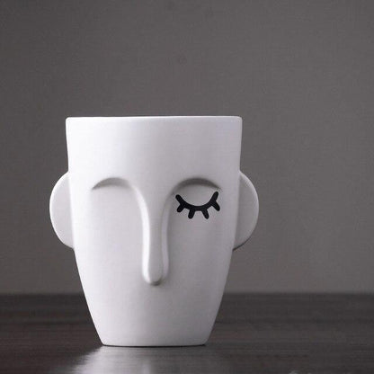 Abstract Face Ceramic Vase, Small or Medium, view 5