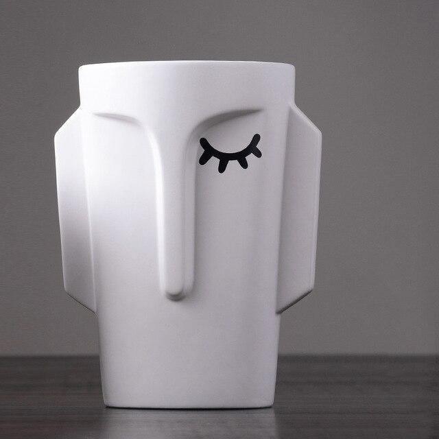Abstract Face Ceramic Vase, Small or Medium