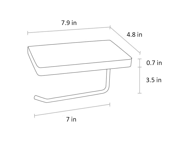 Wooden Toilet Paper Holder with Shelf and Brass Hook, view 16