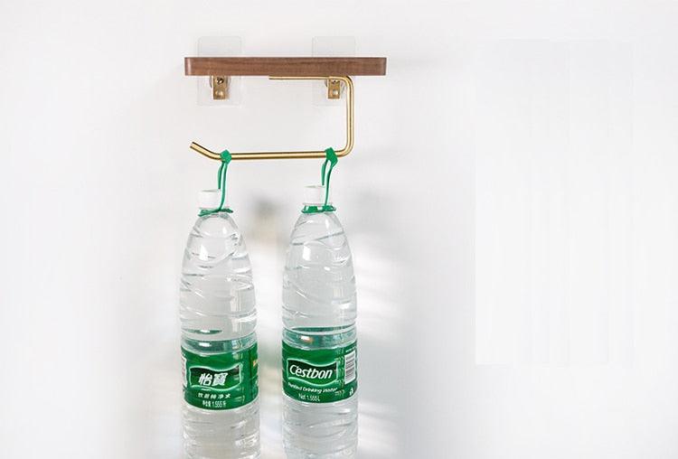 Wooden Toilet Paper Holder with Shelf and Brass Hook, view 11