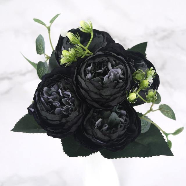 9-Stem Faux Silk Peony Set with 5 Blooms and 4 Buds, view 17