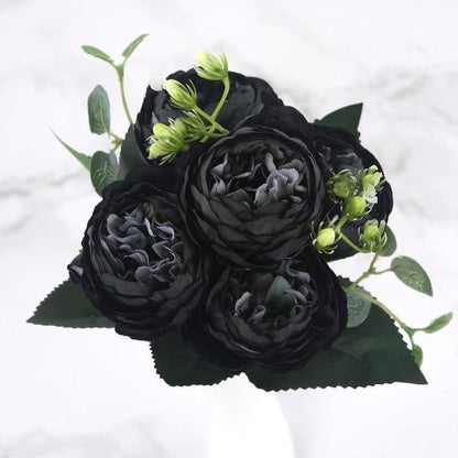 9-Stem Faux Silk Peony Set with 5 Blooms and 4 Buds, view 17