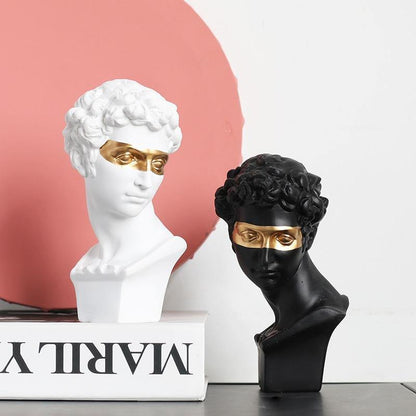 David Bust Statue with Gold Accent, White or Black, view 3
