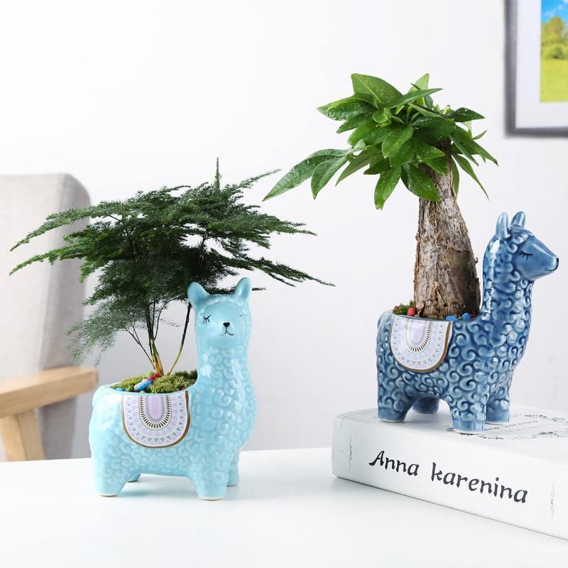 Ceramic Alpaca Succulent Planter, 4 Colors, 2 Poses, view 2