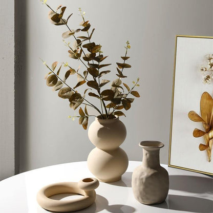 Matte Beige Ceramic Vase, 12 Sculptural Styles, view 4