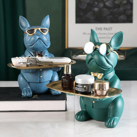 Resin French Bulldog Coin Bank with Metal Tray, view 2