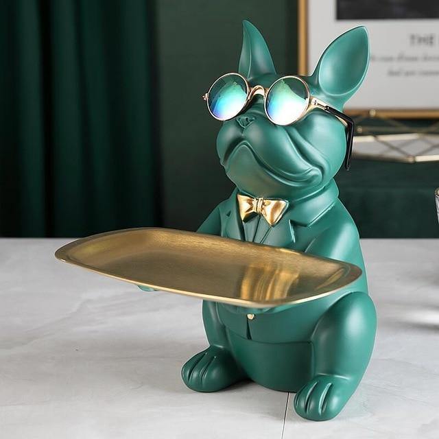 Resin French Bulldog Coin Bank with Metal Tray, view 4