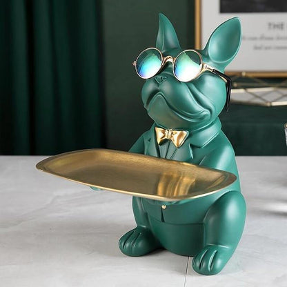 Resin French Bulldog Coin Bank with Metal Tray, view 4