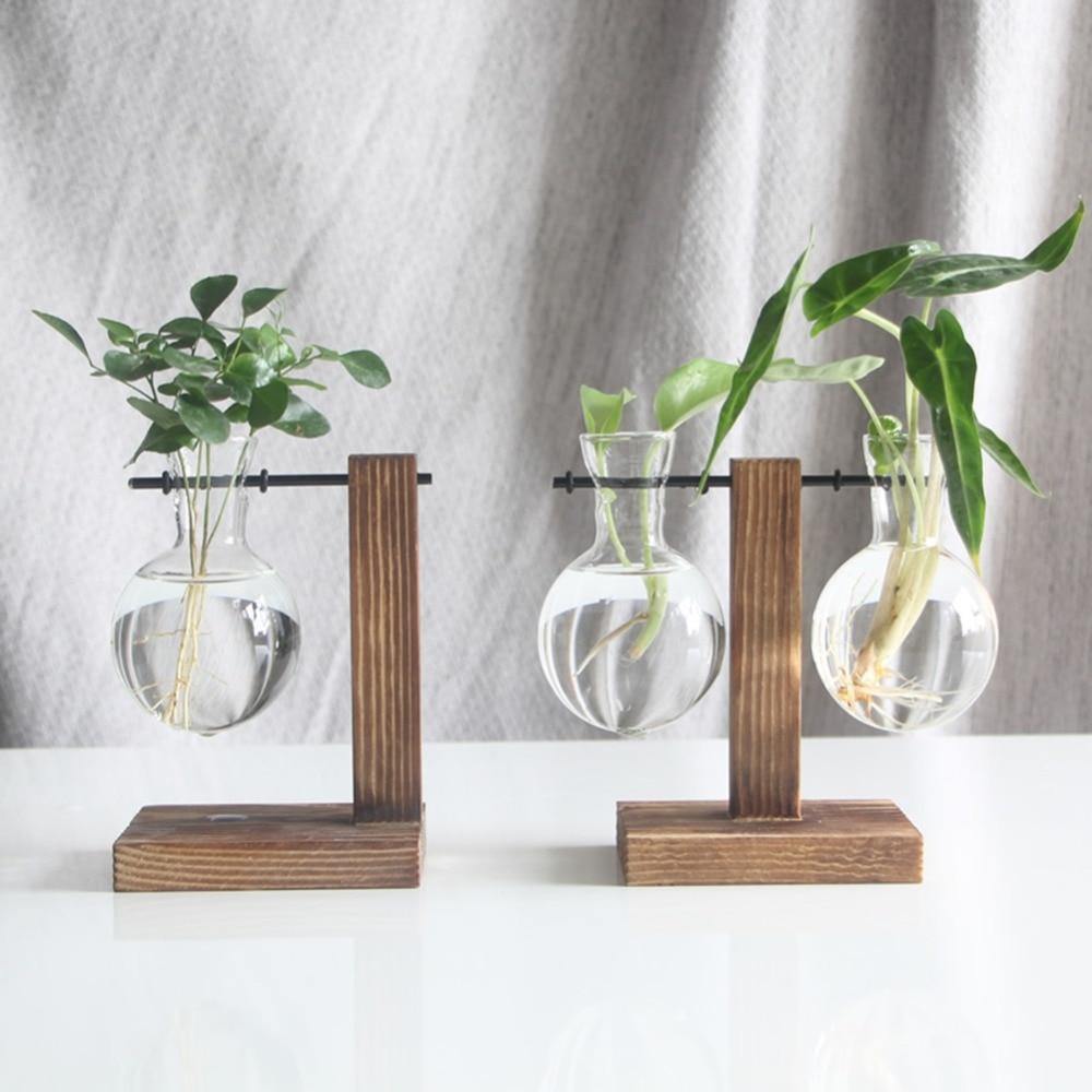 Vertical Wood Stand Propagation Vase, One or Two Bulbs, view 15
