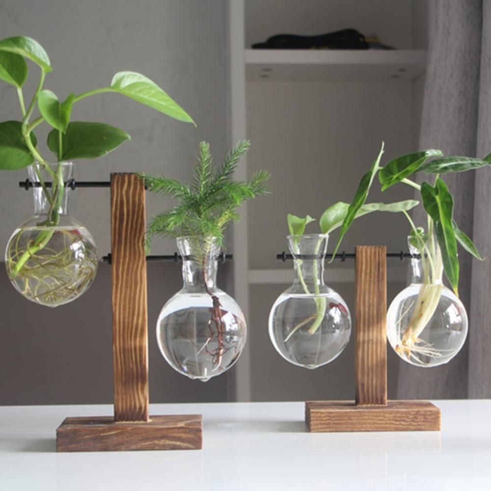Vertical Wood Stand Propagation Vase, One or Two Bulbs, view 6