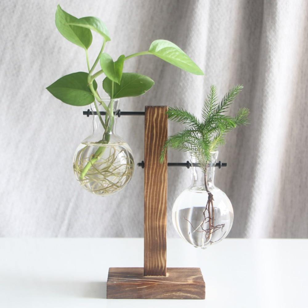 Vertical Wood Stand Propagation Vase, One or Two Bulbs, view 12