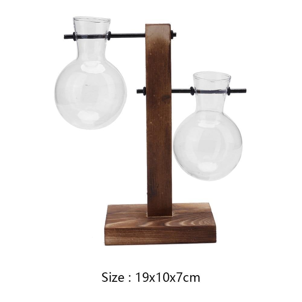Vertical Wood Stand Propagation Vase, One or Two Bulbs, view 10