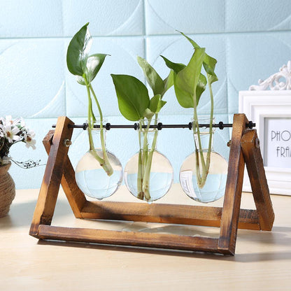 A Frame Wood Stand Propagation Vase, One to Three Bulbs