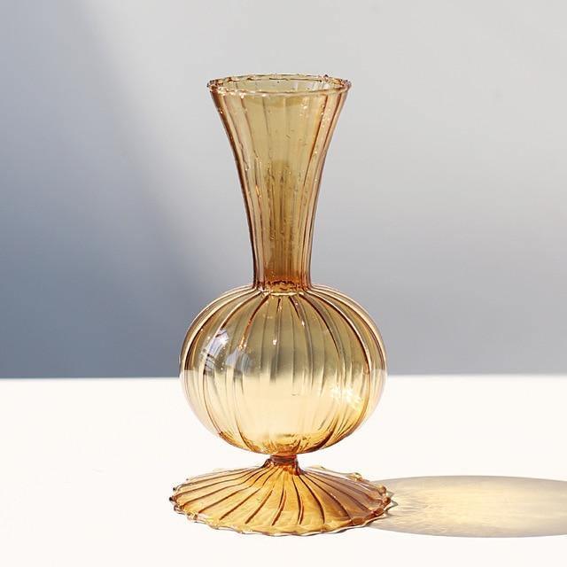 Retro Colored Glass Flower Vase, 6.1 in Tall, view 3