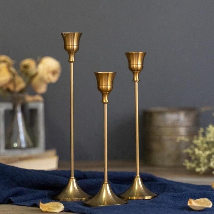 Bronze Metal Taper Candle Holders, Set of Three, view 5