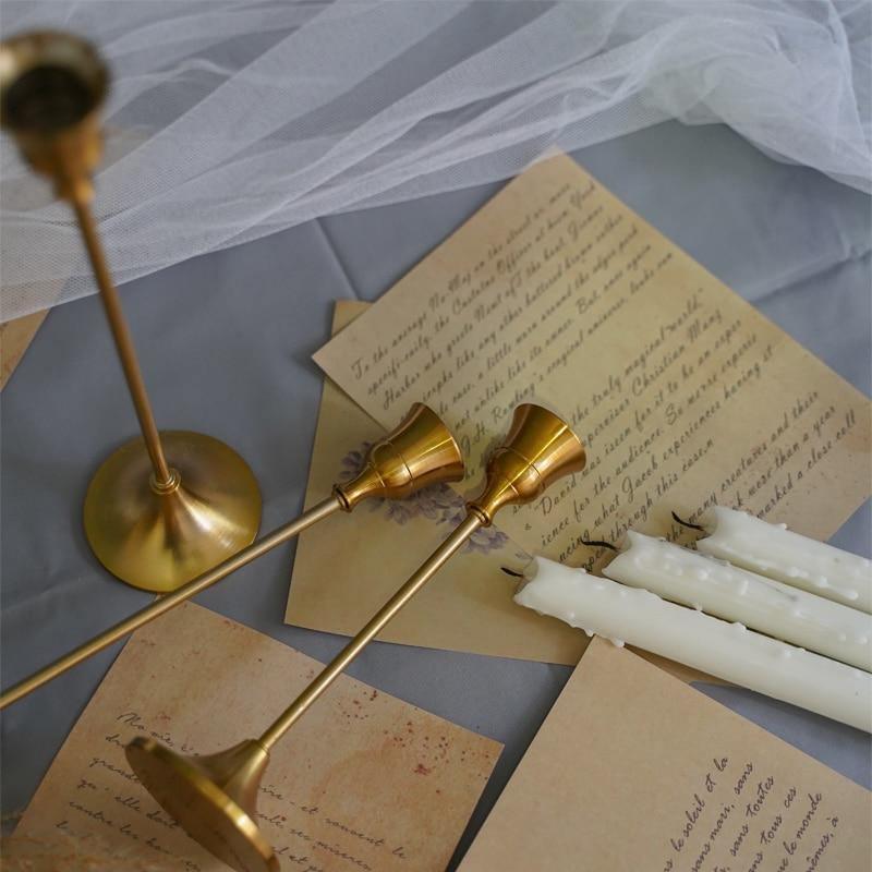 Bronze Metal Taper Candle Holders, Set of Three