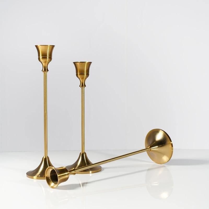 Bronze Metal Taper Candle Holders, Set of Three, view 4