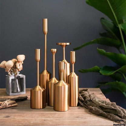Gold Candle Holders in Six Heights, Singles or Sets, view 3