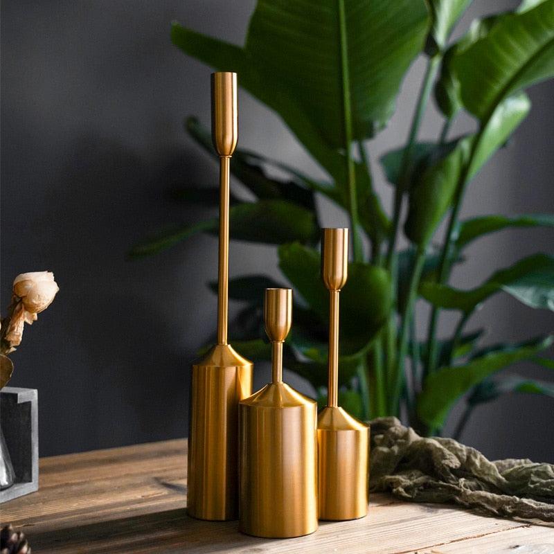 Gold Candle Holders in Six Heights, Singles or Sets
