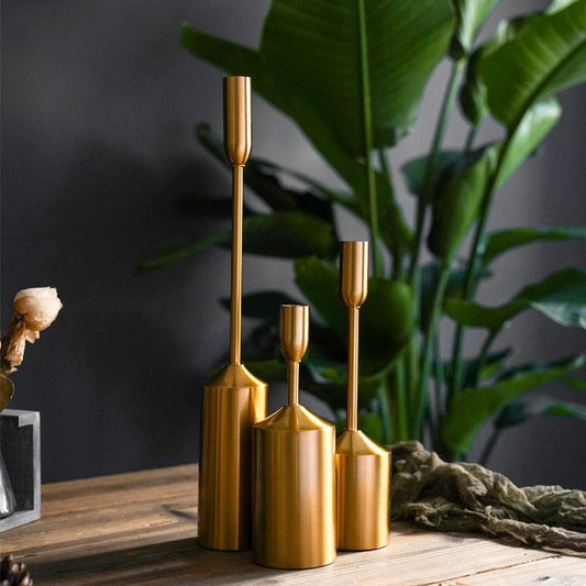 Gold Candle Holders in Six Heights, Singles or Sets